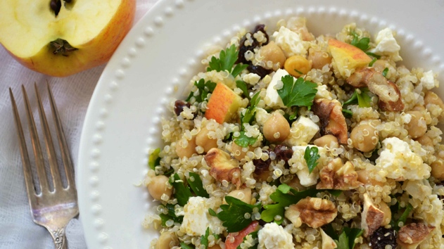Quinoa salad with chickpeas, feta and apples, by Julie Van Rosendaal