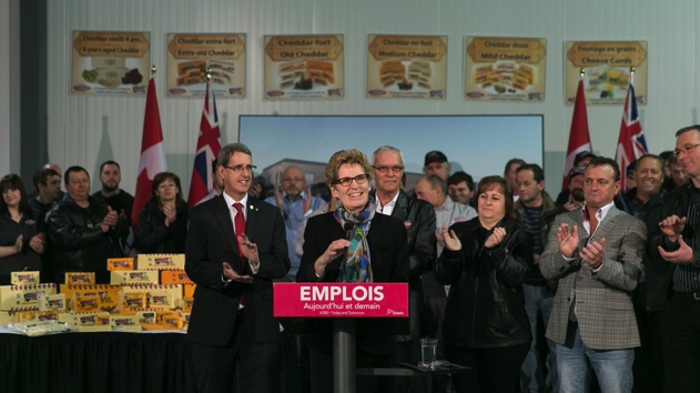 Ontario Premier and Minister of Agriculture Kathleen Wynne announces a $1-million investment in St. Albert Cheese Co-operative’s new manufacturing facility.